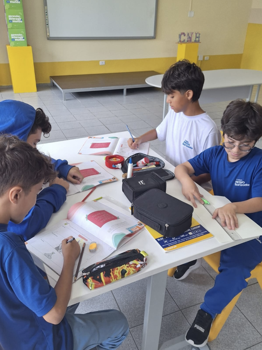 Alunos em atividade colaborativa